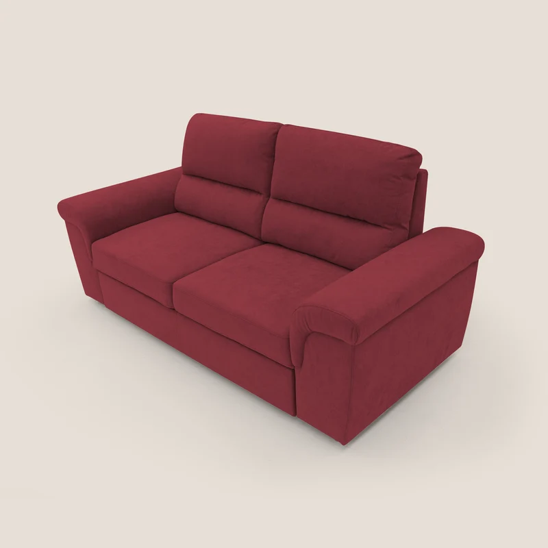 Minerva canapé linéaire avec pouf extractible en tissu doux imperméable T02 rouge