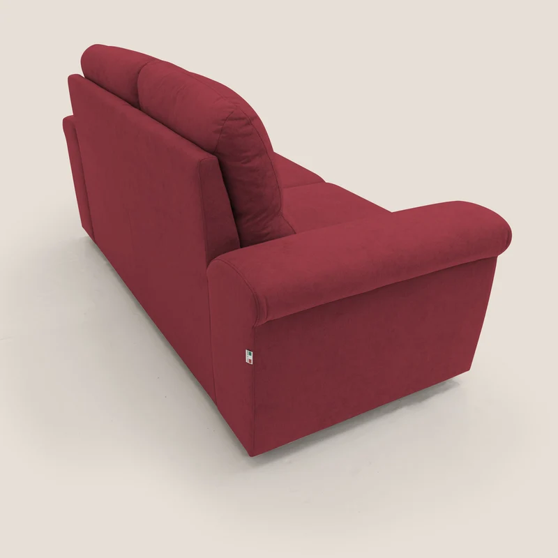 Minerva canapé linéaire avec pouf extractible en tissu doux imperméable T02 rouge