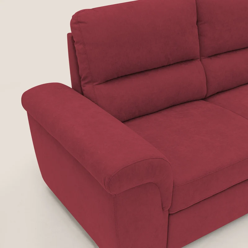 Minerva canapé linéaire avec pouf extractible en tissu doux imperméable T02 rouge