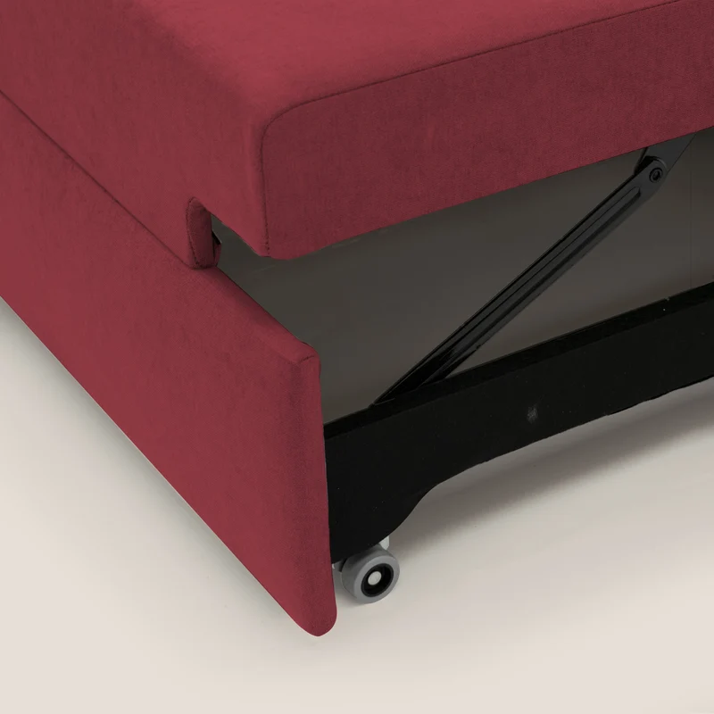 Minerva canapé linéaire avec pouf extractible en tissu doux imperméable T02 rouge