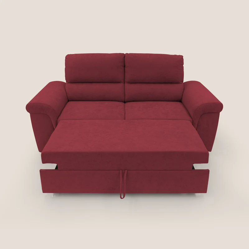 Minerva canapé linéaire avec pouf extractible en tissu doux imperméable T02 rouge
