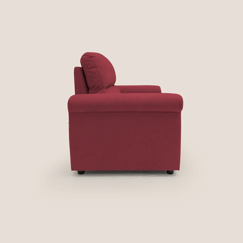 Minerva canapé linéaire avec pouf extractible en tissu doux imperméable T02 rouge