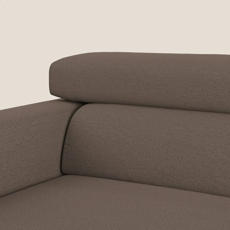 Dylan canapé avec pouf extractible en tissu flamme effet coton impermeabile T19 marron