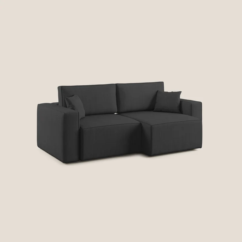 Canapé Morfeo avec assises coulissantes en tissu imperméable doux T02 noir