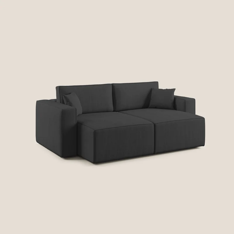 Canapé Morfeo avec assises coulissantes en tissu imperméable doux T02 noir
