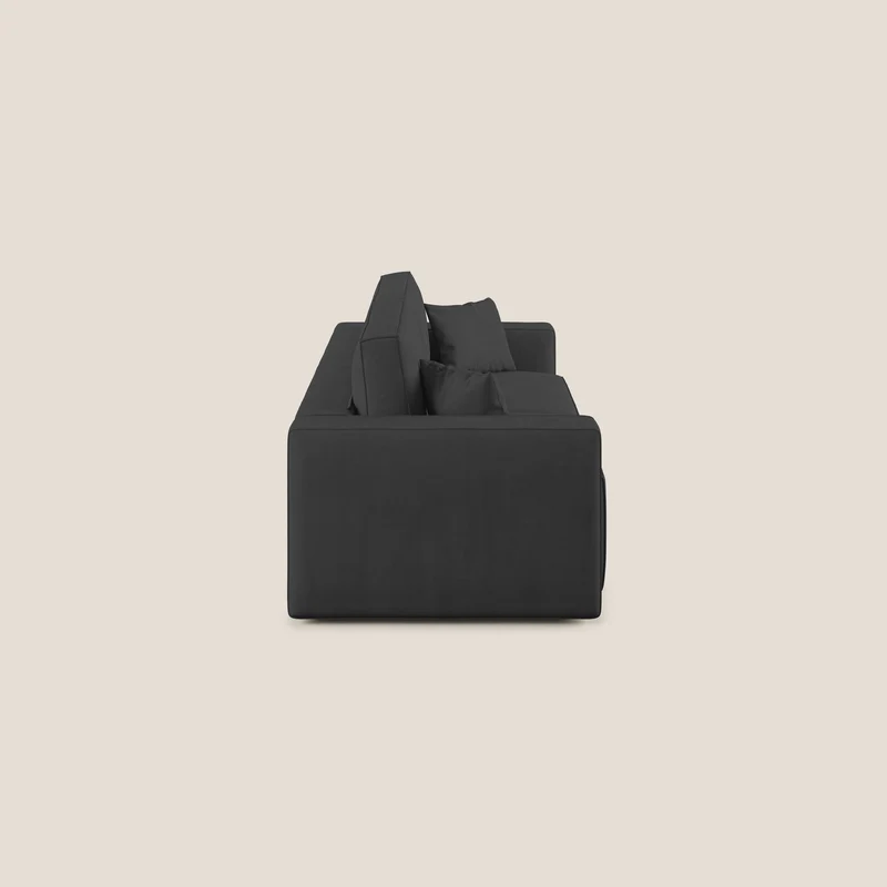 Canapé Morfeo avec assises coulissantes en tissu imperméable doux T02 noir