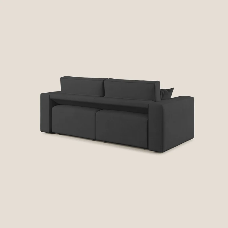 Canapé Morfeo avec assises coulissantes en tissu imperméable doux T02 noir