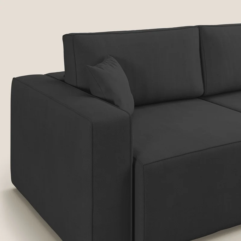 Canapé Morfeo avec assises coulissantes en tissu imperméable doux T02 noir