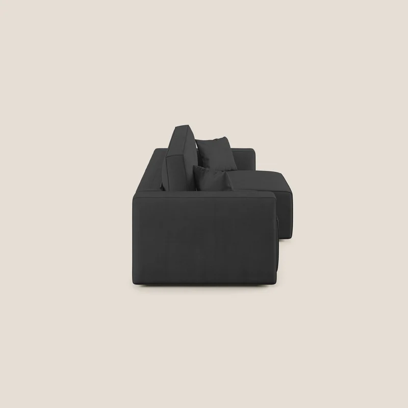Canapé Morfeo avec assises coulissantes en tissu imperméable doux T02 noir