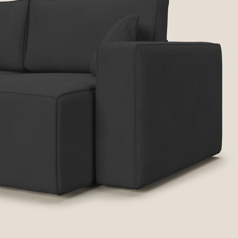 Canapé Morfeo avec assises coulissantes en tissu imperméable doux T02 noir