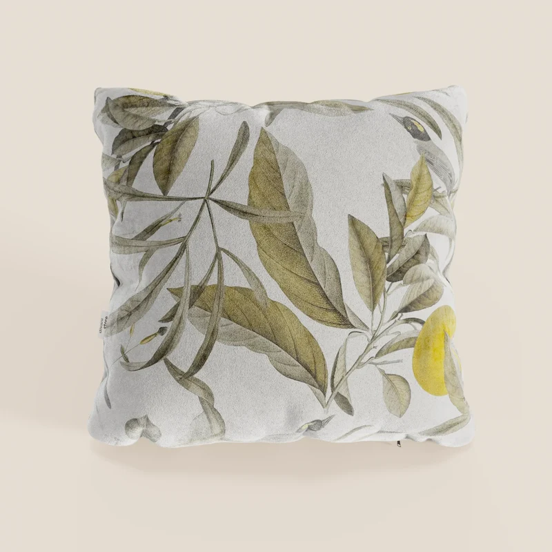 Lemon collection élégante de coussins à motifs en velours imperméable crème