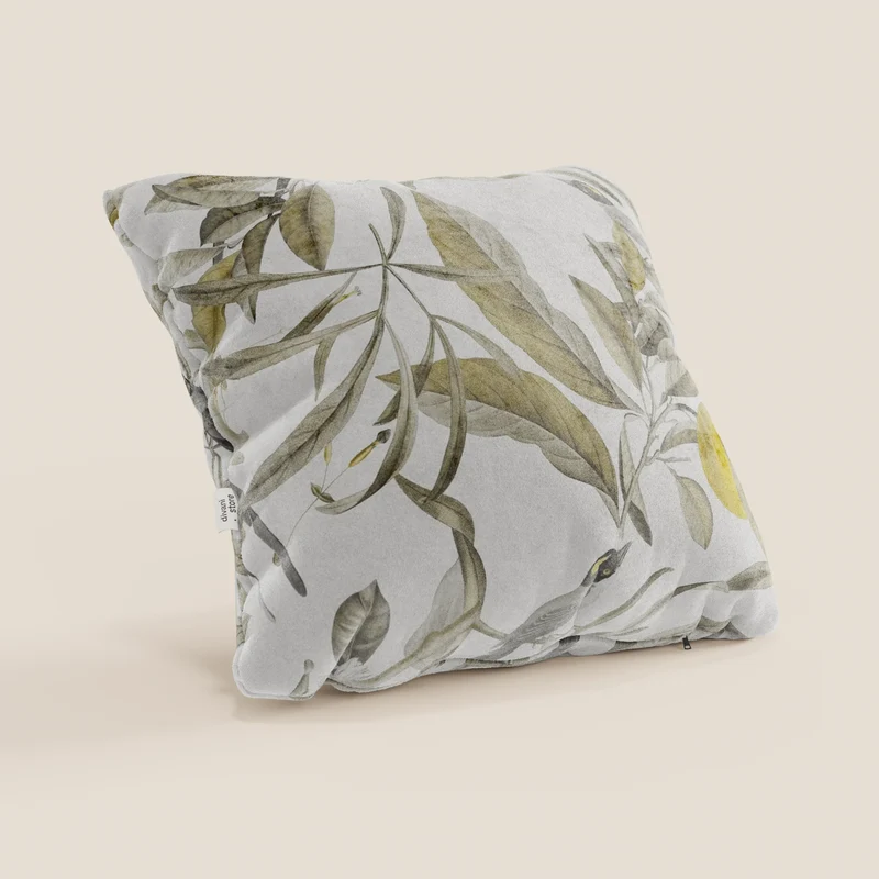 Lemon collection élégante de coussins à motifs en velours imperméable crème