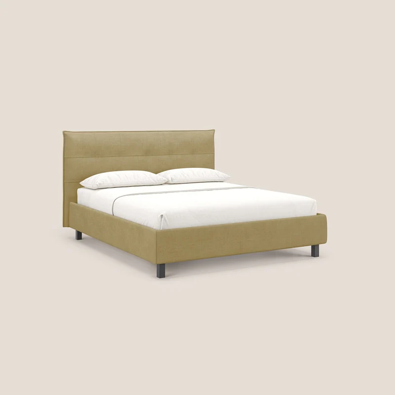 Liam lit coffre avec tête de lit capitonnée en tissu détachable T17 jaune
