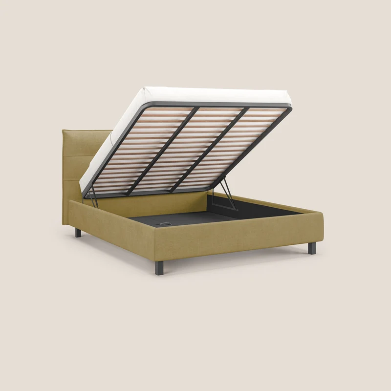 Liam lit coffre avec tête de lit capitonnée en tissu détachable T17 jaune