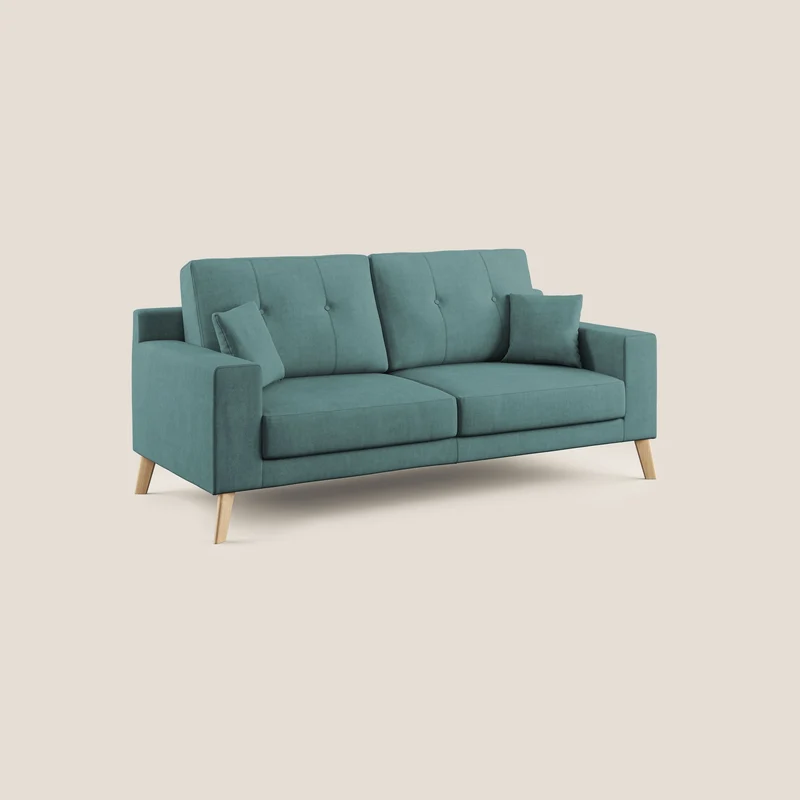 Danish canapé moderne en tissu doux imperméable T02 bleu canard