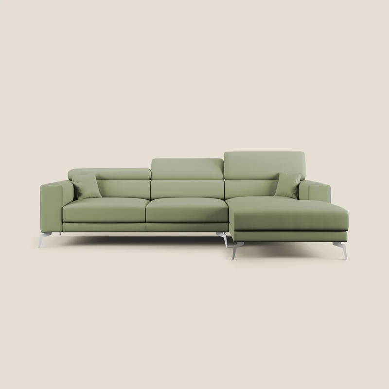 Blade Canapé d'angle moderne avec têtières inclinables en Similicuir T04 vert