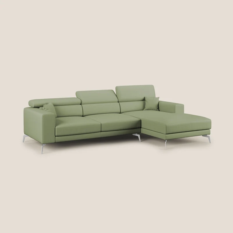 Blade Canapé d'angle moderne avec têtières inclinables en Similicuir T04 vert