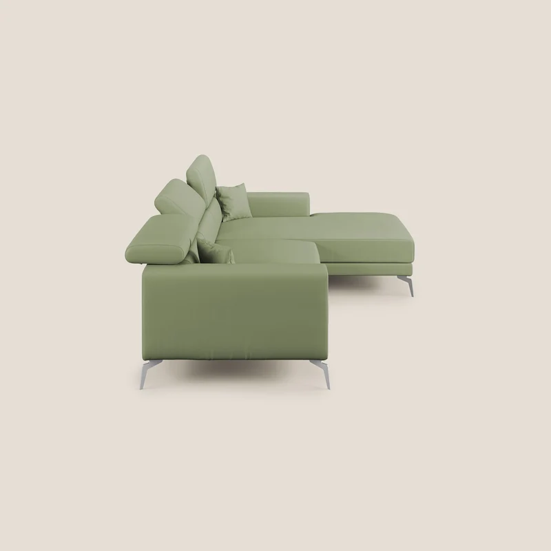Blade Canapé d'angle moderne avec têtières inclinables en Similicuir T04 vert