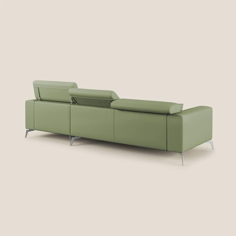 Blade Canapé d'angle moderne avec têtières inclinables en Similicuir T04 vert