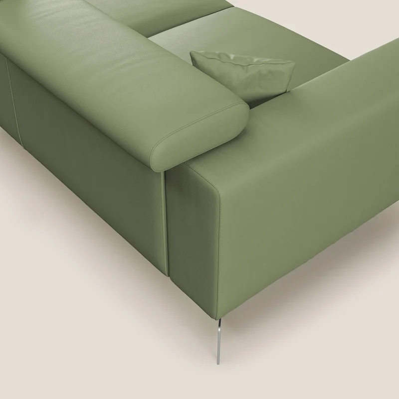 Blade Canapé d'angle moderne avec têtières inclinables en Similicuir T04 vert