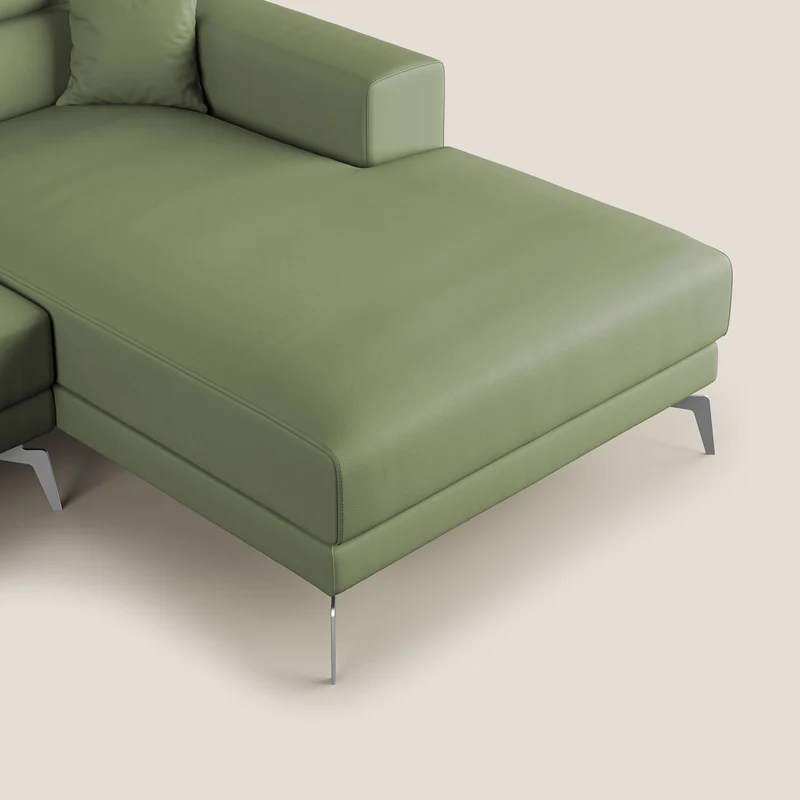 Blade Canapé d'angle moderne avec têtières inclinables en Similicuir T04 vert