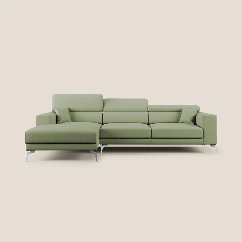 Blade Canapé d'angle moderne avec têtières inclinables en Similicuir T04 vert