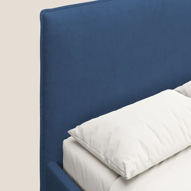 Iris lit rembourré déhoussable avec pieds noirs en tissu imperméable T02 bleu