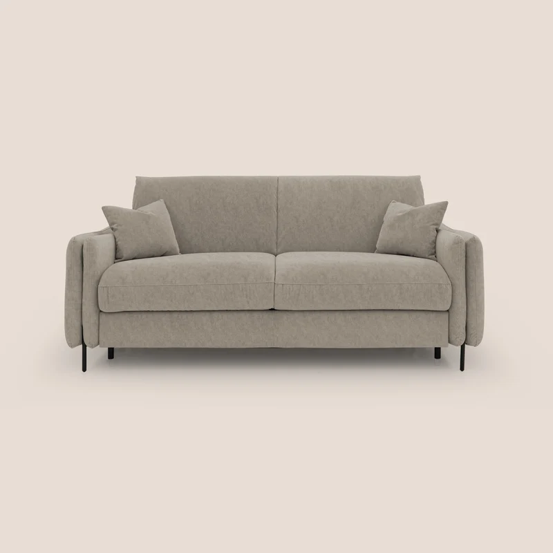 Gregory Canapé-lit avec matelas h18 cm en microfibre effet velours imperméable T09 taupe