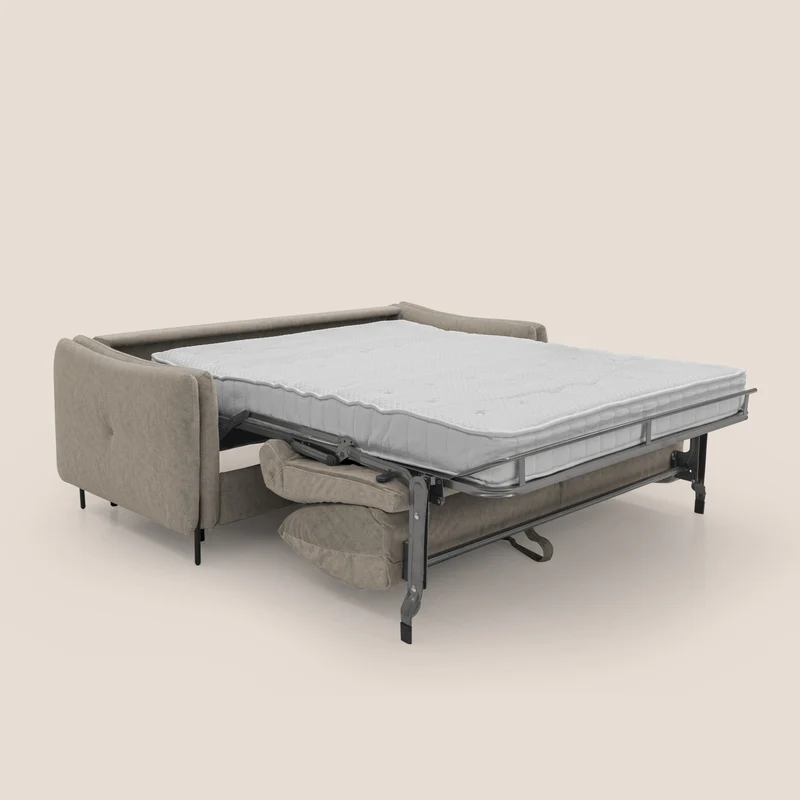Gregory Canapé-lit avec matelas h18 cm en microfibre effet velours imperméable T09 taupe