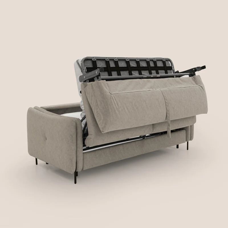 Gregory Canapé-lit avec matelas h18 cm en microfibre effet velours imperméable T09 taupe
