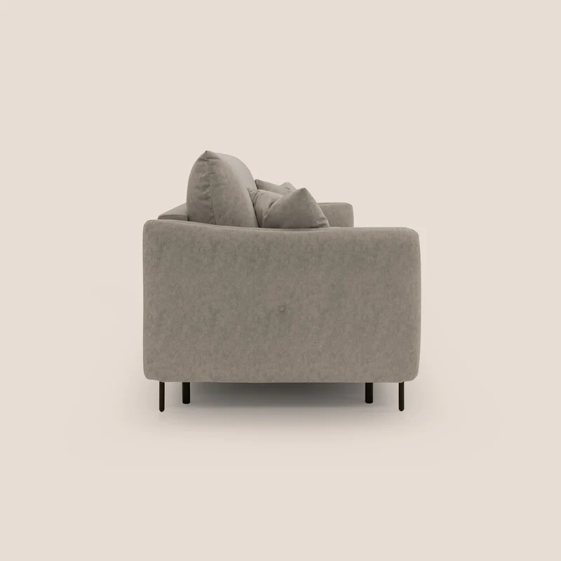 Gregory Canapé-lit avec matelas h18 cm en microfibre effet velours imperméable T09 taupe