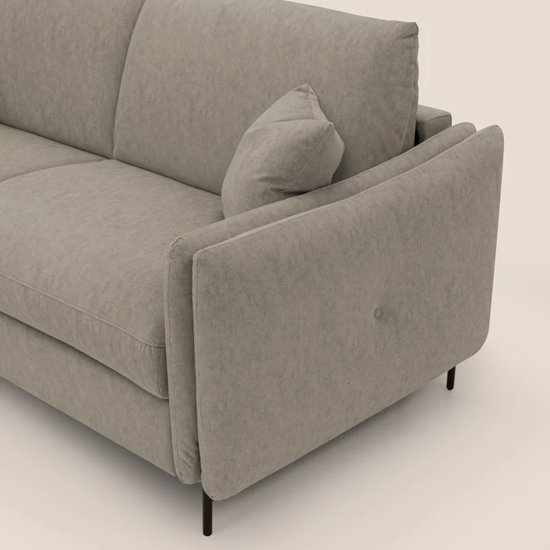 Gregory Canapé-lit avec matelas h18 cm en microfibre effet velours imperméable T09 taupe