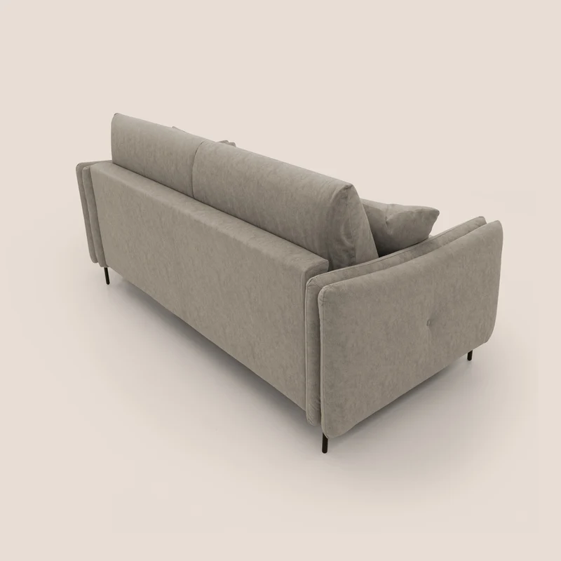 Gregory Canapé-lit avec matelas h18 cm en microfibre effet velours imperméable T09 taupe