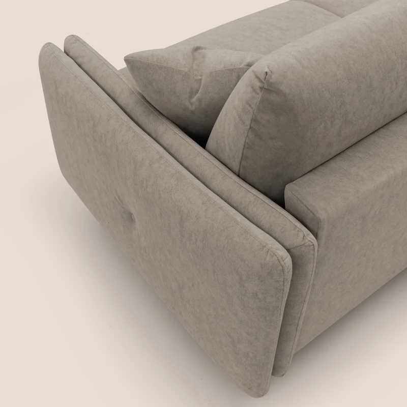 Gregory Canapé-lit avec matelas h18 cm en microfibre effet velours imperméable T09 taupe