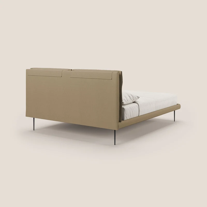 Noah lit avec coussins réglables et pieds hauts en métal en tissu détachable T05 beige