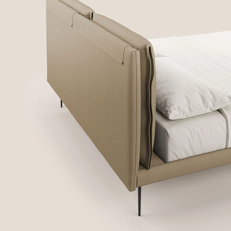 Noah lit avec coussins réglables et pieds hauts en métal en tissu détachable T05 beige