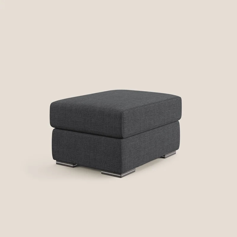 Sun pouf coffre en tissu imperméable doux entrelacé T06 anthracite