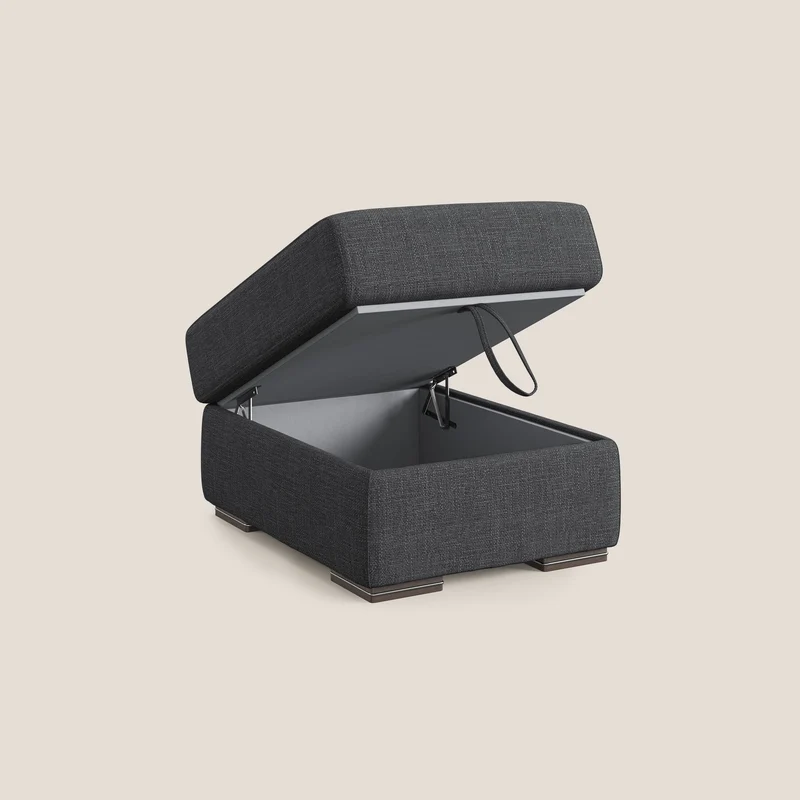 Sun pouf coffre en tissu imperméable doux entrelacé T06 anthracite