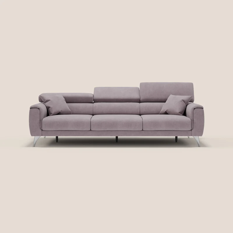 Caravaggio canapé 3 assises extensibles et têtières réglables en tissu imperméable T02 rose