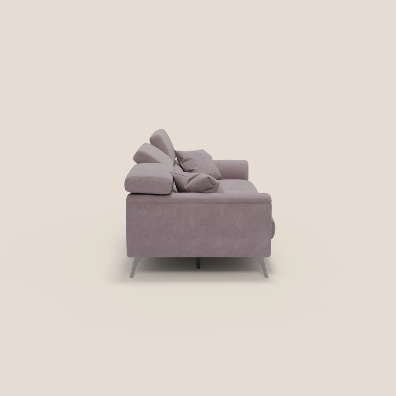 Caravaggio canapé 3 assises extensibles et têtières réglables en tissu imperméable T02 rose