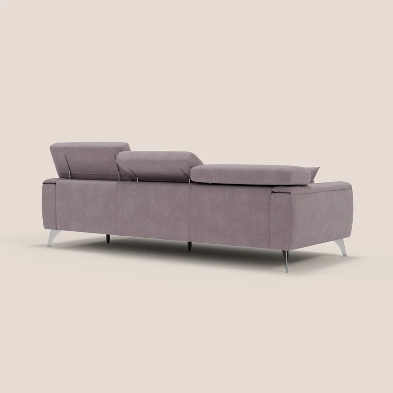 Caravaggio canapé 3 assises extensibles et têtières réglables en tissu imperméable T02 rose