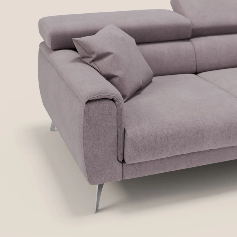 Caravaggio canapé 3 assises extensibles et têtières réglables en tissu imperméable T02 rose