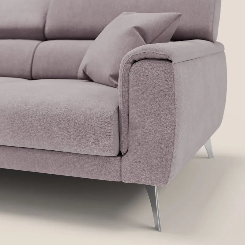 Caravaggio canapé 3 assises extensibles et têtières réglables en tissu imperméable T02 rose