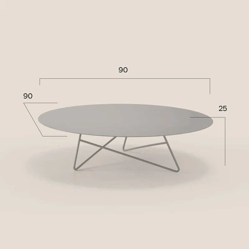 Ermione Table basse ronde pour salon en métal h25 blanc