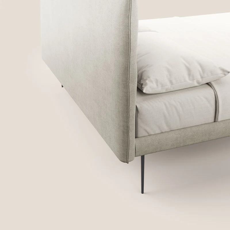 Akiko lit rembourré avec pieds hauts en métal en tissu imperméable T02 crème