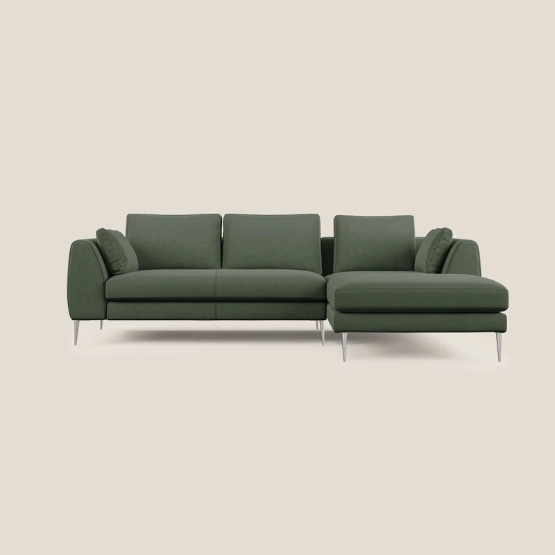 Plano canapé d'angle moderne en microfibre technique détachable T11 vert