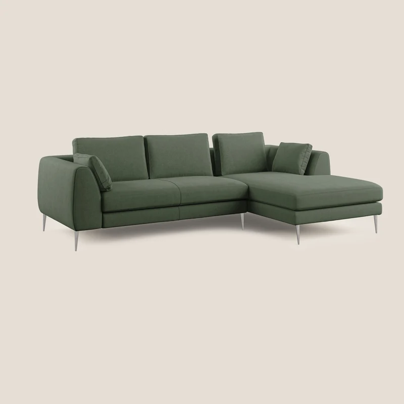 Plano canapé d'angle moderne en microfibre technique détachable T11 vert
