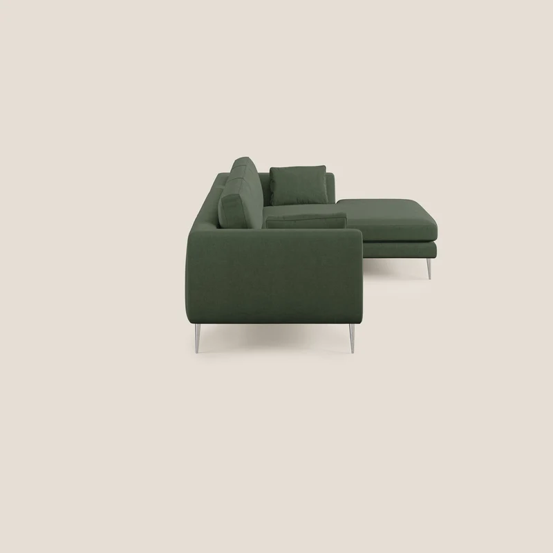 Plano canapé d'angle moderne en microfibre technique détachable T11 vert