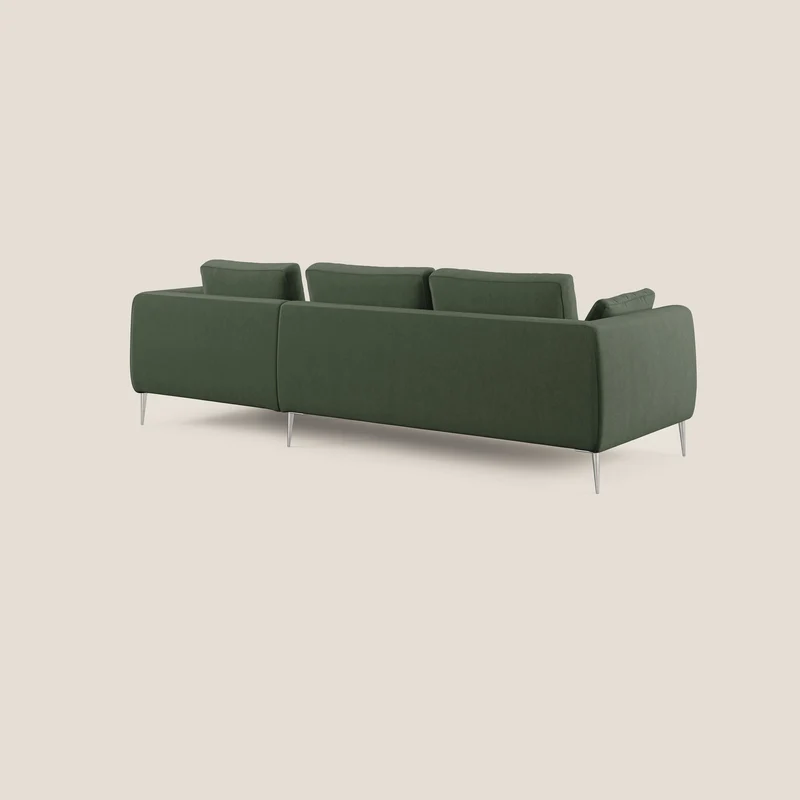 Plano canapé d'angle moderne en microfibre technique détachable T11 vert