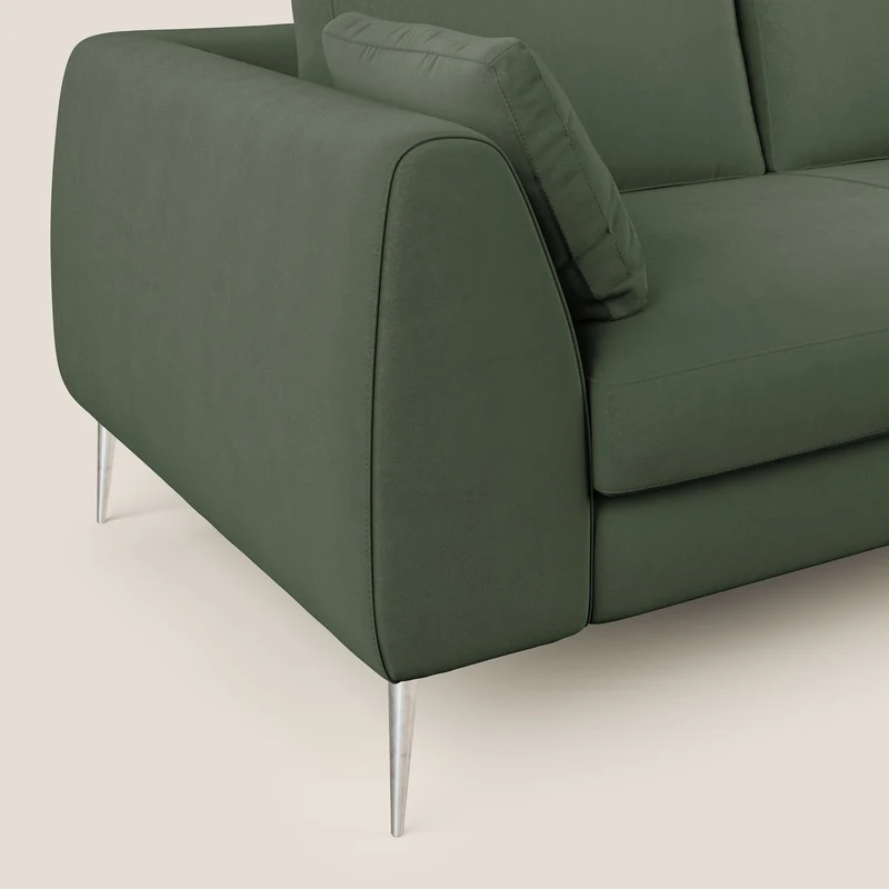 Plano canapé d'angle moderne en microfibre technique détachable T11 vert